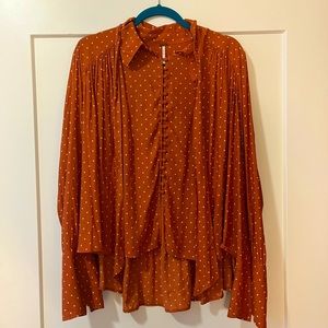 Free People Polka Dot Blouse - Size Medium